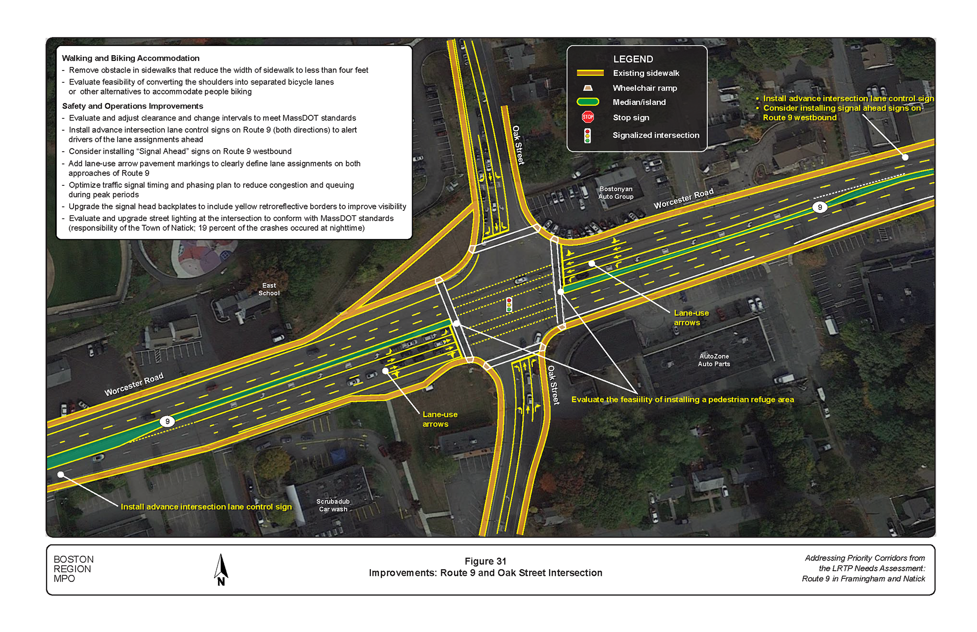 Figure 31 is an aerial photo showing the intersection of Route 9 and Oak Street and the improvements